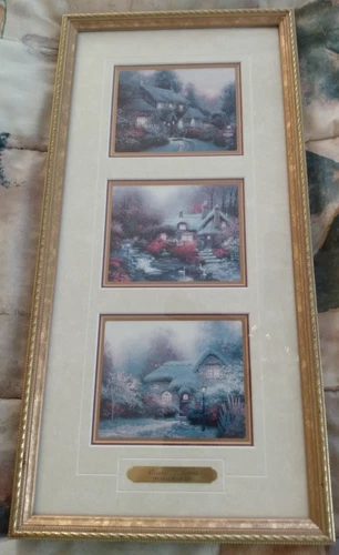 THOMAS KINKADE COTTAGE MEMORIES PRINT 1996 IN FRAME 10 Wide x 21 long