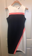 Tommy Hilfiger Women's Dress Size 6 Sleeveless Knee Length Navy Blue Pink White
