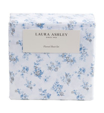 Laura Ashley KING Sheet set 100 Cotton Flannel Audrey Gry/Glu floral new