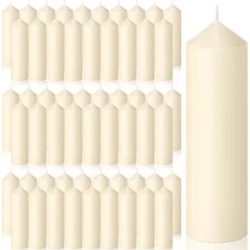 40 Pcs Ivory Pillar Candles Bulk 2 x 6 Inches Dripless Unscented Wax Long Bur...