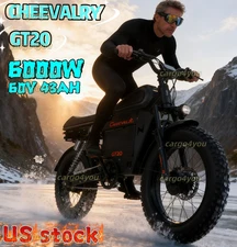 Electric Dirt Bike 20" Fat E-Bike 6000W 60V 43Ah All Terrain E-Motorcycle 37MPH