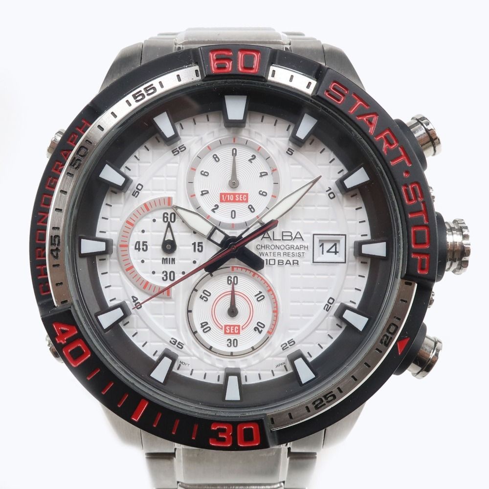 Seiko Chronograph Alba Watch Quartz VD57-KE00 Silver Men's Steel Stainless - vintagewatches.pk