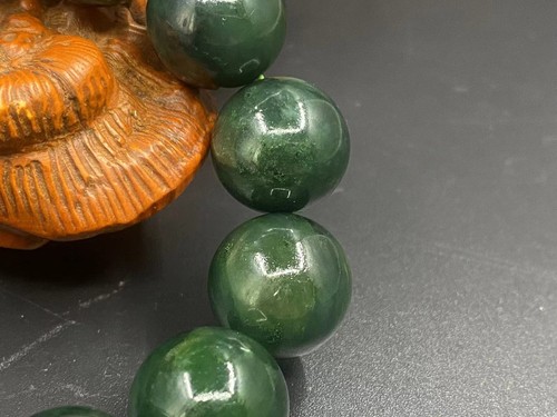 Hetian Jade Special Gift Beautiful Rare Hand Carved Chinese Bracelets 14mm bead8 - Picture 3 of 5