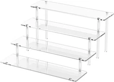 4-Tier Acrylic Display Risers Clear Stand for Perfume Cupcakes Figures Decor