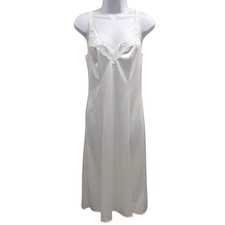 Vintage Maidenform Womens 34 White Slip Dress Floral Lace Nylon Union Made USA