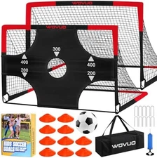 2 Pack 6x4ft Kids Soccer Goal Set with Target Ball