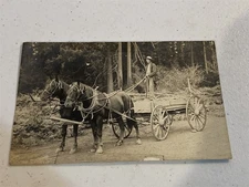 c1909 RPPC, ID'd man on horse-drawn cart of rock near Toledo, WA Washington
