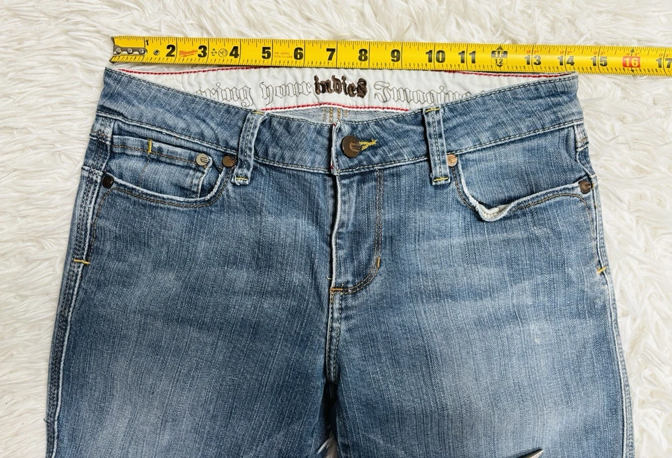 Pantalones de mezclilla acampanados de tiro bajo marca Y2K INDIE vintage para mujer talla 29x32 Foto 2 de 4
