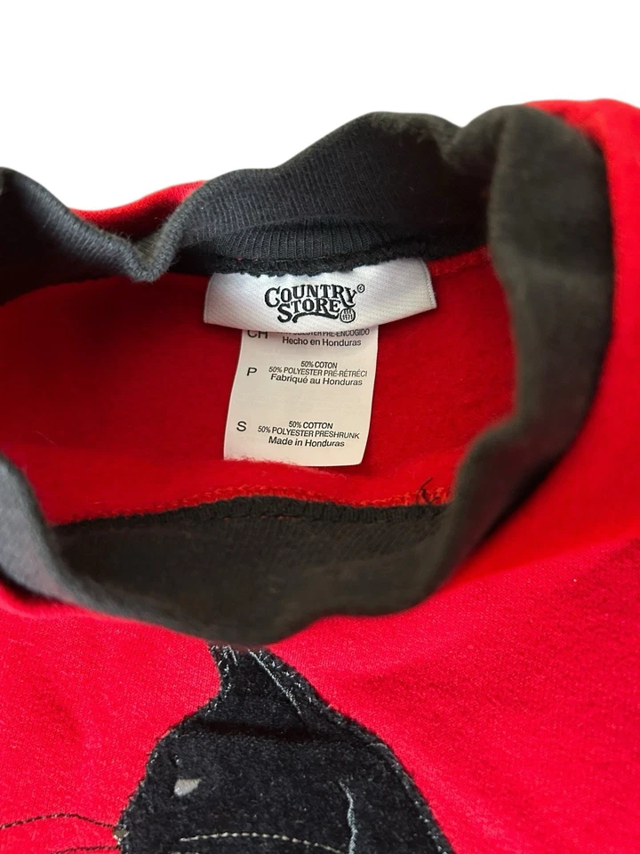 Suéter De Colección Country Store Adornado Negro Apliques Gato Talla Pequeña Rojo Cuello Redondo Foto 2 de 4