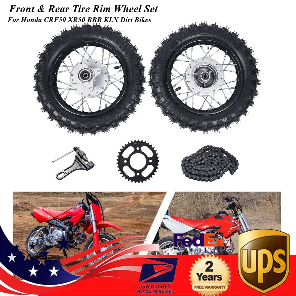 For Honda CRF50 XR50 BBR KLX 2.50-10 Front Rear Tire Rim Wheel Dirt Bike