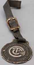 Vtg Chicago Technical College CTC Watch Fob  w/Leather Strap