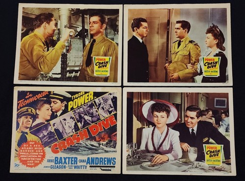 CRASH DIVE 1943 * TYRONE POWER * ANNE BAXTER * DANA ANDREWS * COMPLETE LOBBY SET - Picture 2 of 5