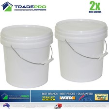2x Quality Bucket with Lid & Handle 10Ltr H/Duty Premium Plastic Food Grade 10L