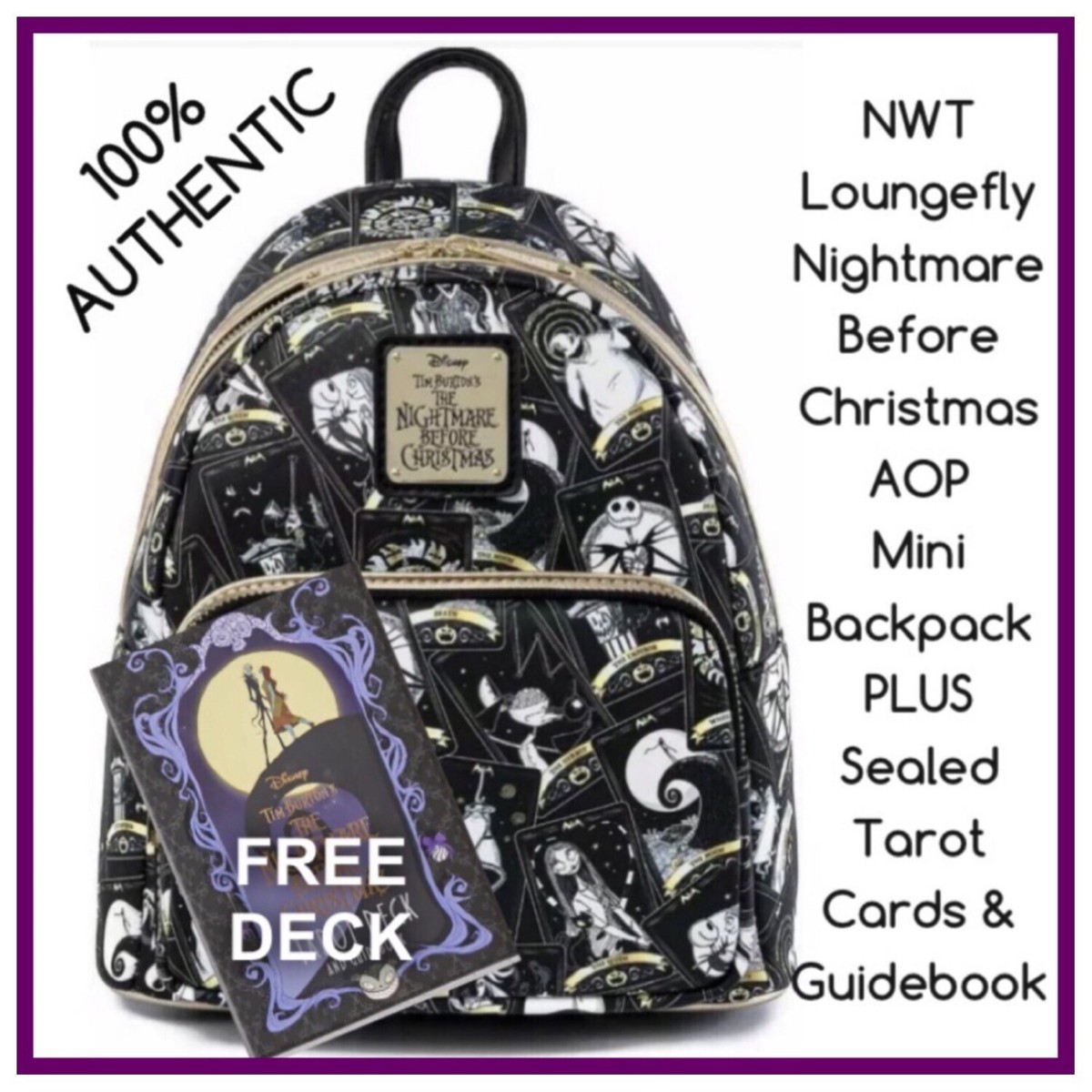 NWT +Free DECK Loungefly Disney Nightmare Before Christmas TAROT