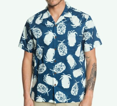 QUIKSILVER WATERMAN PINEAPPLE WEB S/S Button Shirt - BSM6 - Large - NWT