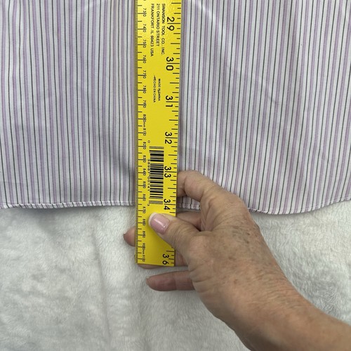 Brooks Brothers 1818 Mens Stripe Purple White Dress Shirt L 17.5"x34/35" No Iron - Picture 13 of 14