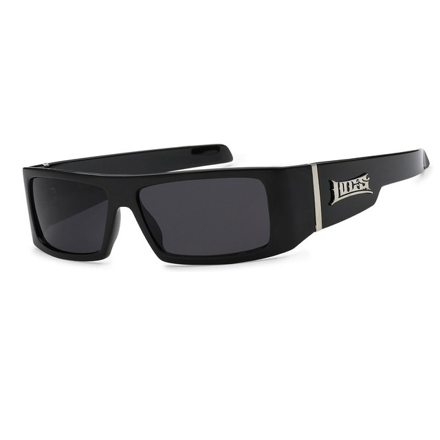 Locs Uomo Cholo Motociclista Occhiali da Sole - Nero Brillante - LC33 Locs Uomo Cholo Motociclista Occhiali da Sole - Nero Brillante - LC33