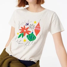 J Crew NWT Vintage Cotton Joie des Fete Joy of the Holiday Season T-Shirt Sz XL