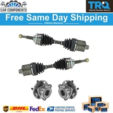 TRQ 4 Piece Steering Kit Front CV Axle Assemblies w/ Wheel Hub & Bearings New