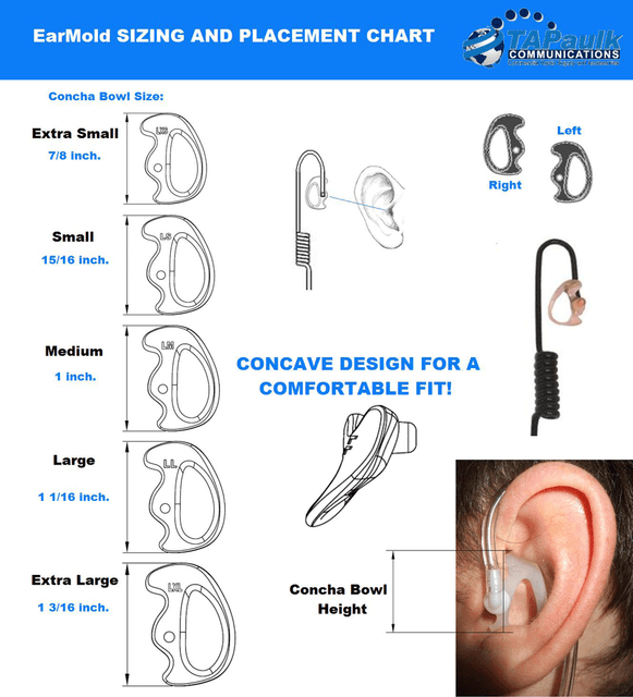 LEO™ LEFT LARGE Police Earpiece Earmold SemiCustom Open Ear Insert