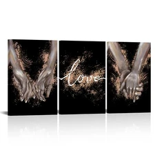 OuElegent 3 Piece Love and Hand in Hand Wall Art Canvas Romantic Couple Love ...