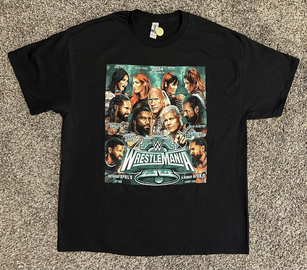 レッスルマニア40 ローマンレインズvsコーディ ピクチャー Tシャツ XL WWE WrestleMania 40 XL Cody Rhodes Roman Reigns The Rock Rhea