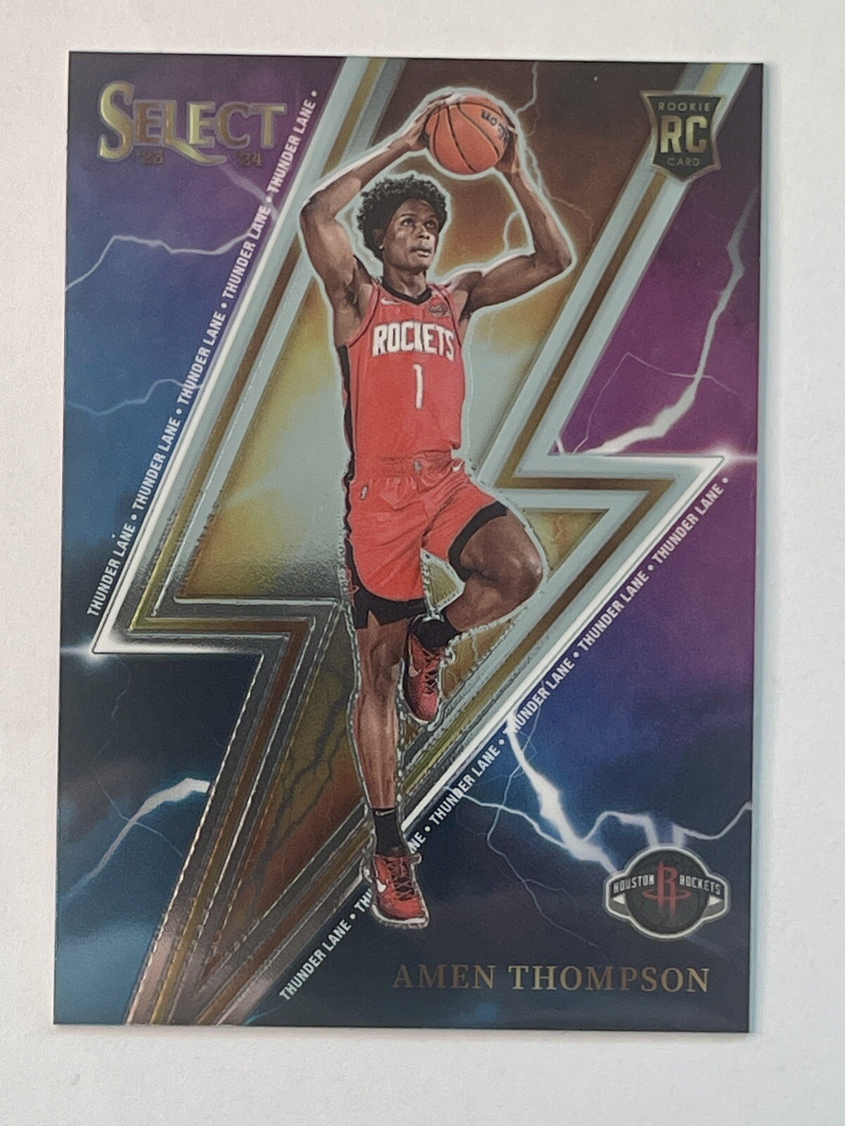 2023-24 Panini Select Amen Thompson Thunder Lane #13 Rookie RC Houston Rockets
