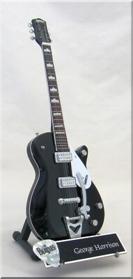 GEORGE HARRISON Miniature Guitar Beatles Gretsch Duo Jet w/ Guitar Pick