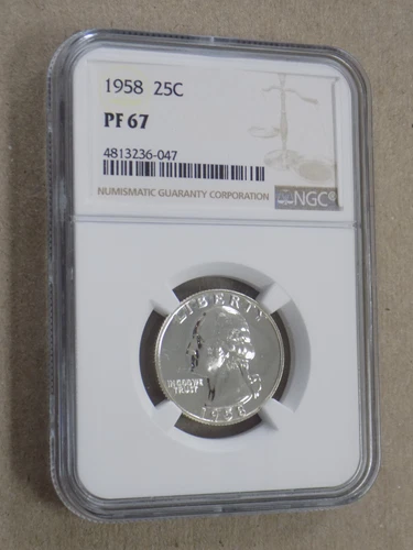 1958 25C Proof Washington Silver Quarter - NGC PF 67