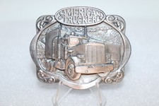 Vintage 1985 Semi Truck AMERICAN TRUCKER Bergamot Brass Works Belt Buckle