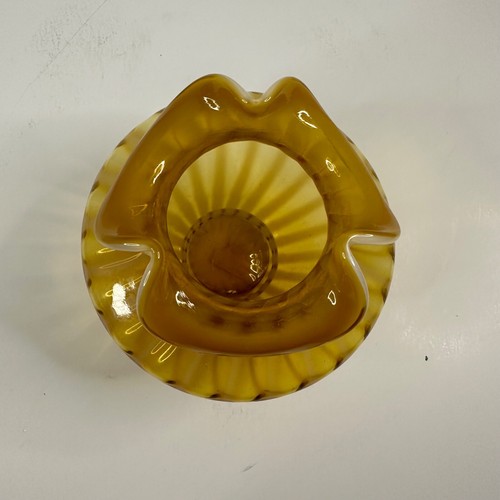 Vintage Fenton Autumn Butterscotch Gold Opalescent Rib Optic Stripped 5" Vase - Picture 5 of 6
