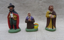 3 SANTONS DE PROVENCE ESCOFFIER ANCIENS 7 cm - LE BRIGAND, PRIEUSE, SAINT JOSEPH