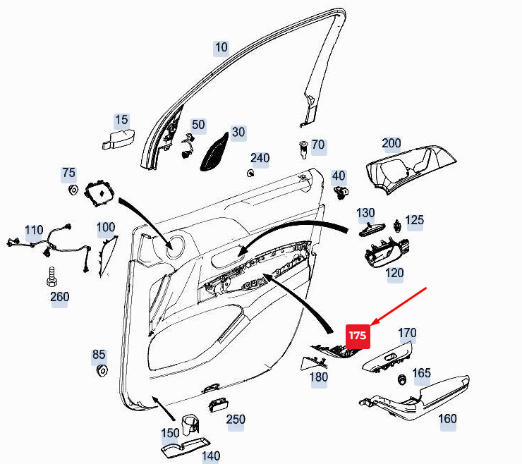 MERCEDES-BENZ GLE W167 Left Door Paneling Cover A1677273500 NEW  