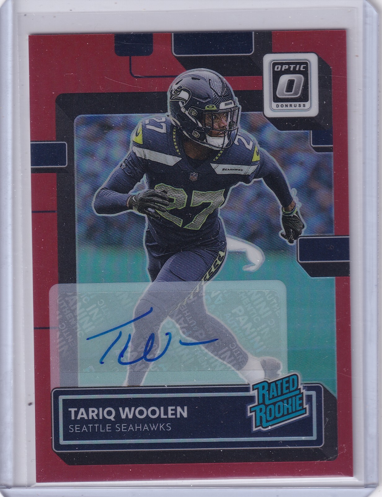 Tariq Woolen 2022 Panini Donruss Optic Red Prizm Rated Rookie Rc Auto (34/75)