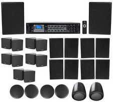 6-Zone Home Audio Receiver 4 Black Ceiling 10 Wall 2 Pendant 10 Cube Speakers