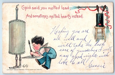 1906 Boy Plumber Cupid Said You Melted Lead E Curtis Signed Artist Postcard