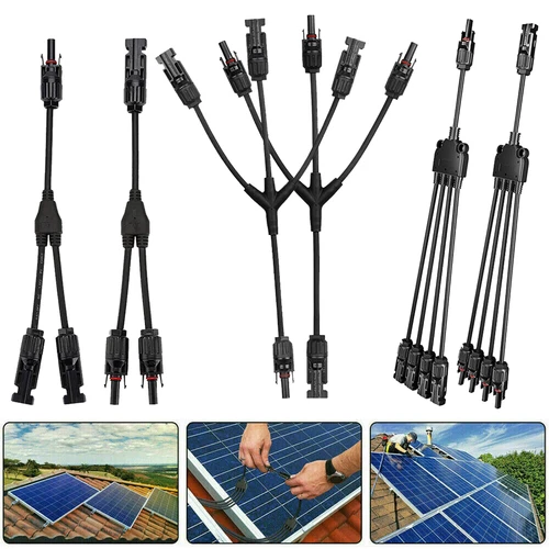Y Solarstecker Verteiler Buchse 2/3/4 Fach Solarpanel Kabel Adapter Solarkabe DE