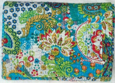 Indische Kantha Quilt, Vintage Kantha Floral Handarbeit Quilt Handgenäht Queen