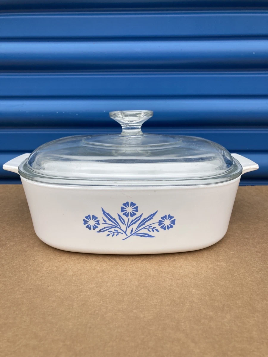 CORNINGWARE BLUE FLOWERS CORNFLOWER 2QT CASSEROLE BAKING DISH WITH