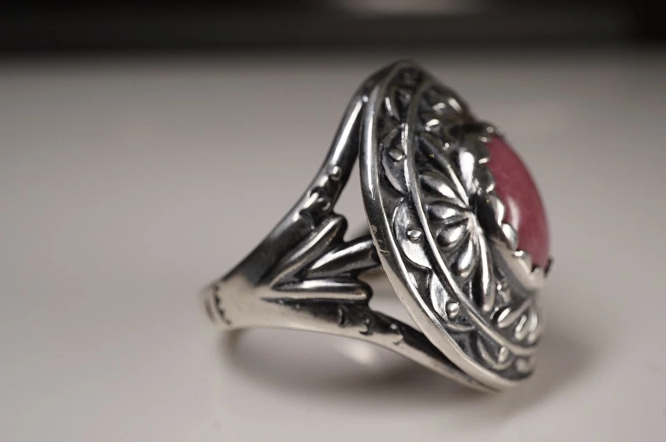 Carolyn Pollack American West Rhodonite 戒指纯银 9.25 码 — 第 3/4 张图片