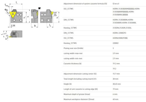HORN Cartridge LNK360.0220.5.03.IK for Turning+10 pcs. S312.0300.52 TF46 NEW - Picture 3 of 7