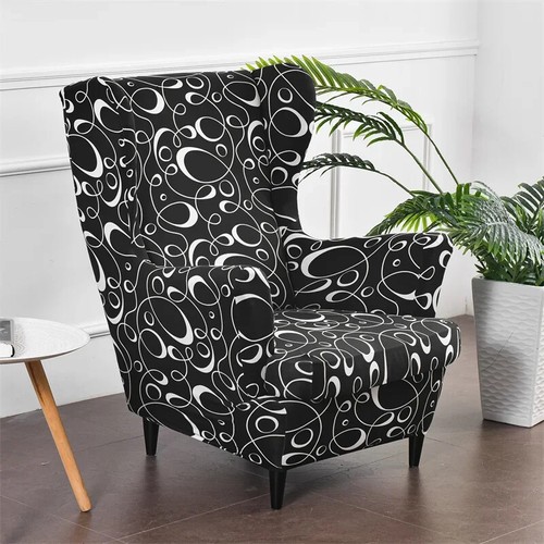 Floral Wing Chair Cover Armchair Covers Elastic Wingback Single Chair Slipcovers - Picture 18 of 54