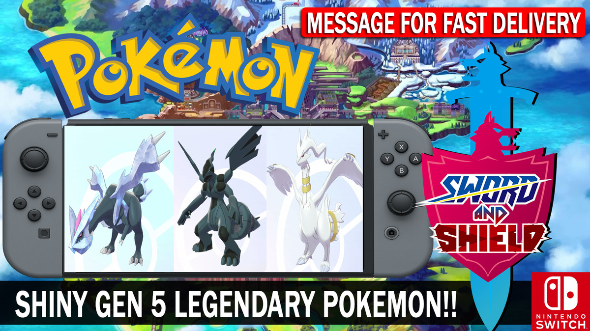 Pokemon Sword & Shield Shiny Kyurem, Zekrom, Reshiram Legendaries