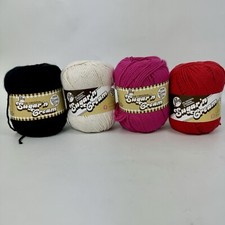 Lily Sugar 'N Cream Medium 4 Worsted 100 Cotton Black Ecru Hot Pink Red Lot 4