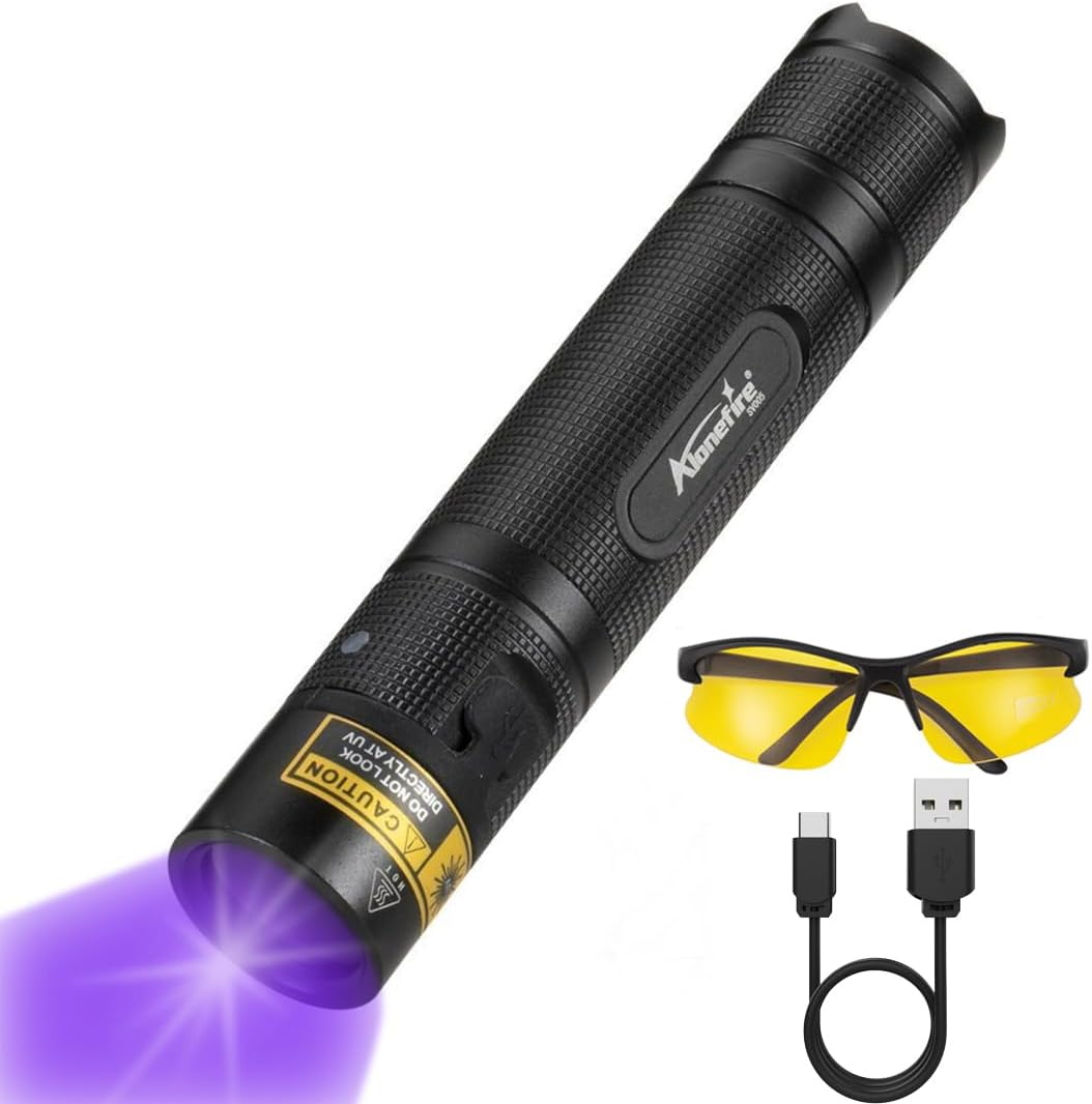 SV005 10W LED 365Nm UV Flashlight Blacklight Portable USB Rechargeable Black Lig