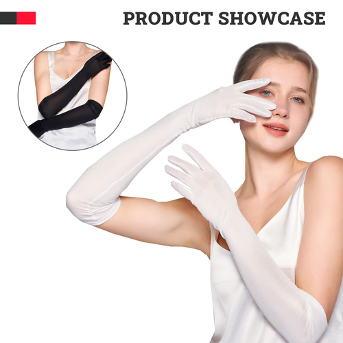 Ladies Long Satin Gloves Opera Costume Bridal Party Prom Wedding Womens Classic - Picture 8 of 19