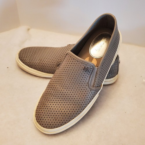 MICHAEL Michael Kors Womens Kane Grey Slip-On Sneakers Shoe 7 M Perforated