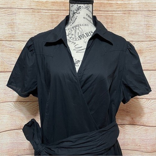 INC International Concepts Faux Wrap Short Sleeve Black Swing Dress Size 20W - Picture 4 of 8