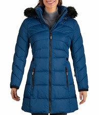 Womens GUESS Puffer Coat White Black 