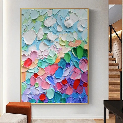 Pinturas al óleo abstractas grandes hechas a mano obras de arte en lienzo modernas imágenes arte de pared - Imagen 1 de 5